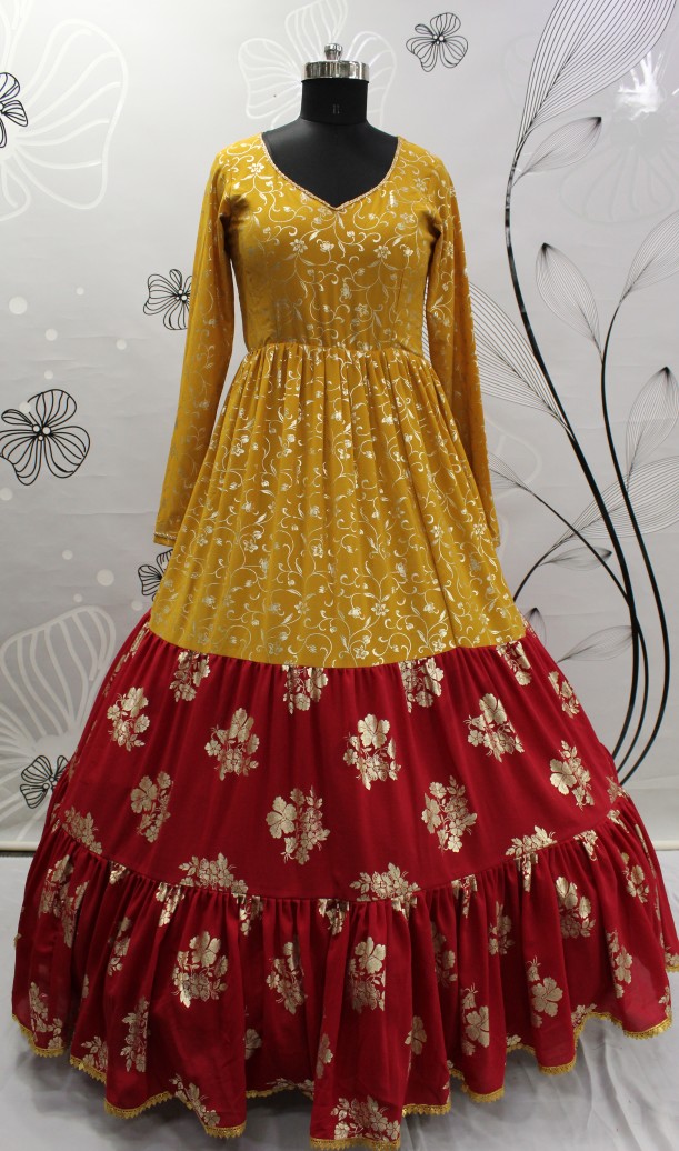Multicolor Georgette Gown Dress